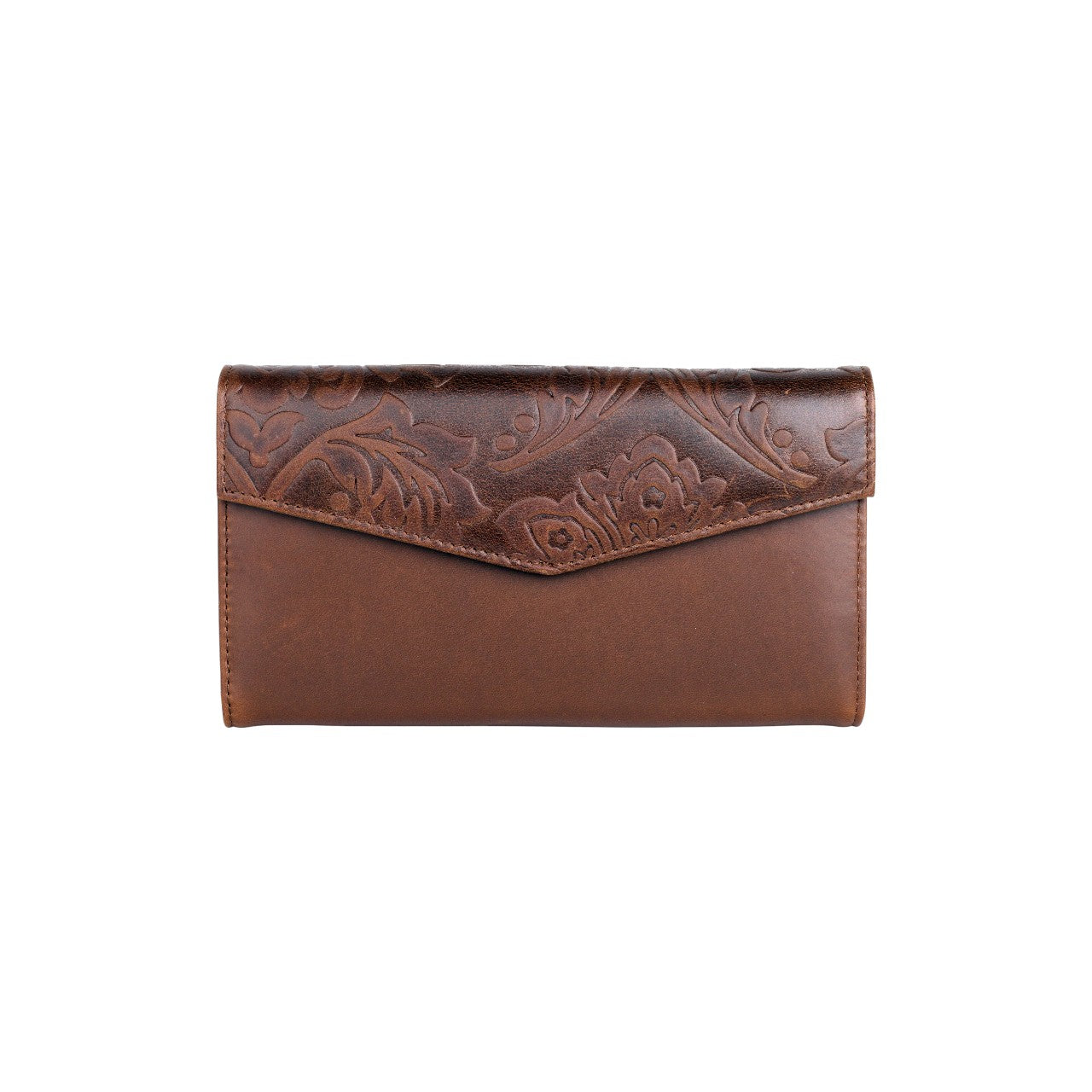 Tooled Leather Organizer Clutch
