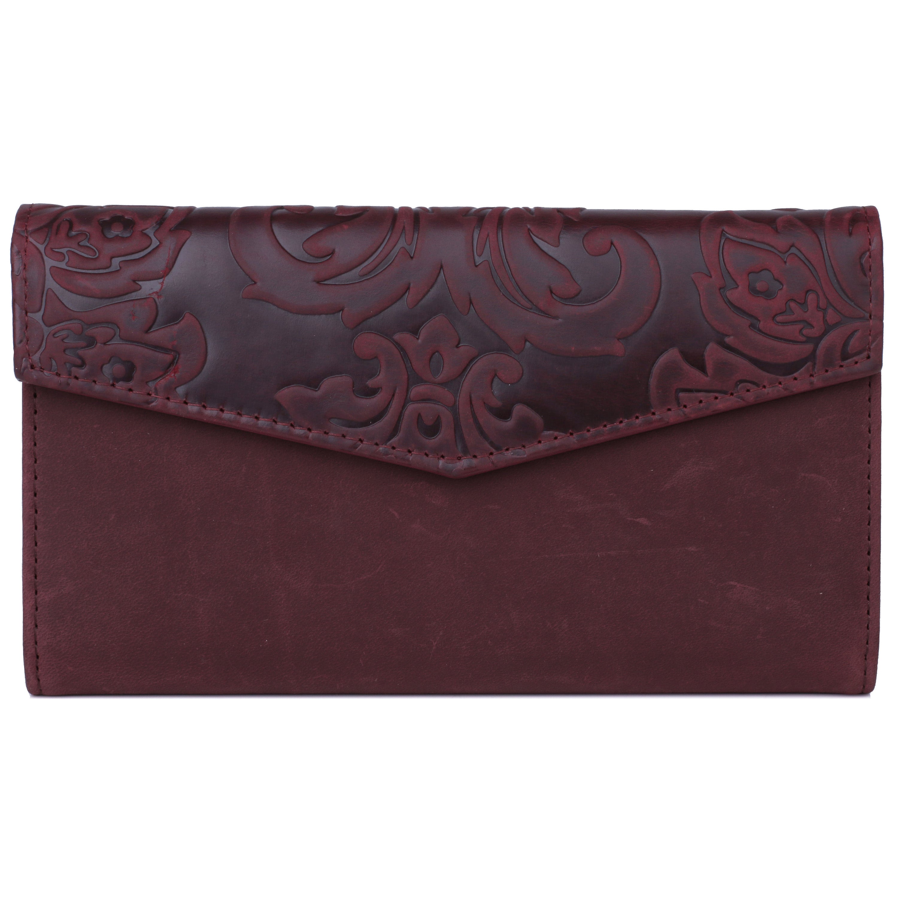 Tooled Leather Organizer Clutch