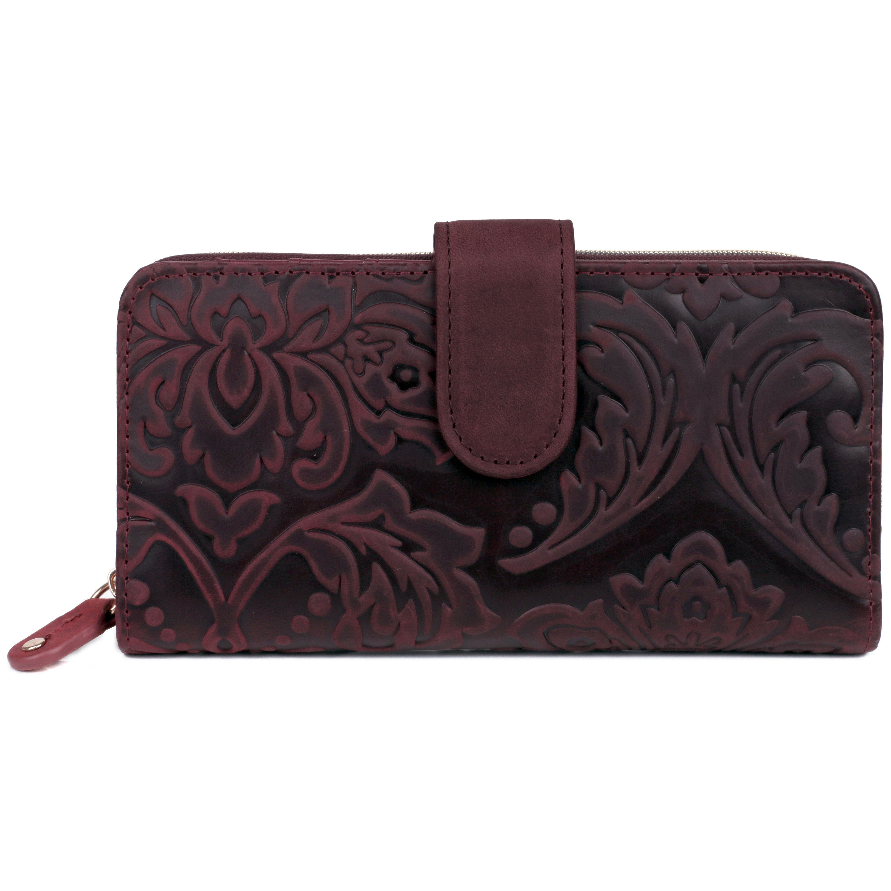 Tooled Leather Checkbook Wallet