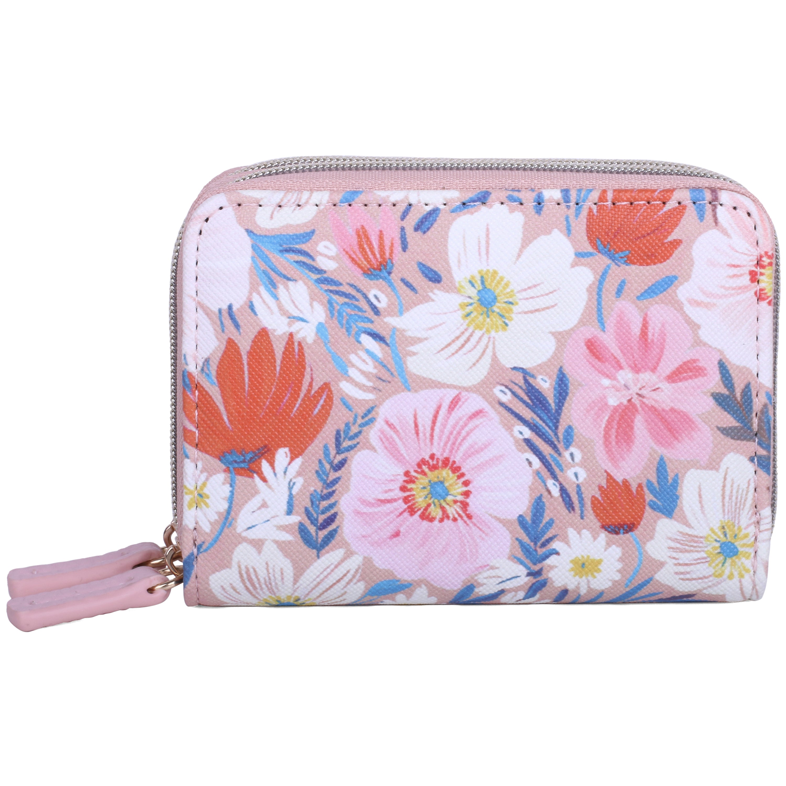 Perennial floral wallet in front of white background