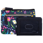 Floral pattern color textured wallet with a black card holder on a white background
