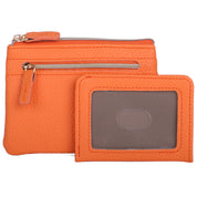 Exuberance bright orange color textured wallet with a card holder on a white background