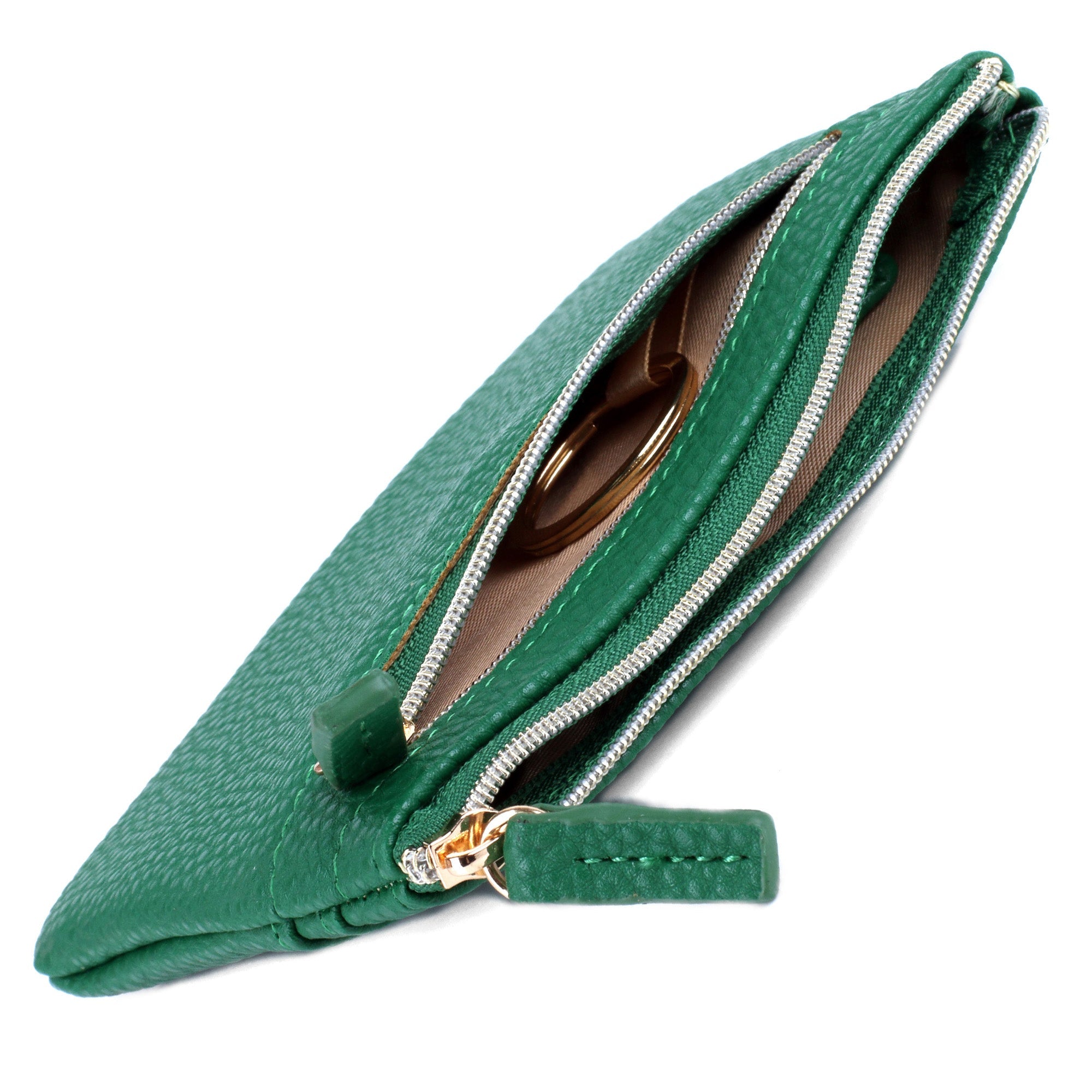 Kelly Green textured wallet on a white background